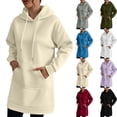 thumbnail image 1 of Sundresses for Women 2026 Solid Color Hooded Sweatshirt Dress With Pockets A-Line Party Dress with Pockets, 1 of 7