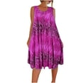 thumbnail image 1 of Sundresses for Women Fashion Vintage Printed Summer Round Neck Sleeveless Midi Dresses Casual Loose Plus Size Dress Vacation Beach Dress Purple XXXL, 1 of 6