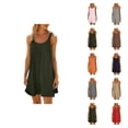 thumbnail image 1 of Sundresses for Women Sleeveless Scoop Neck Loose Fit Flowy Mini Dress Summer Beach Vacation Dress Swimsuit Cover Up, 1 of 4