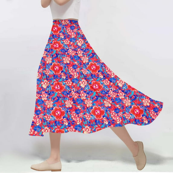 Sundresses for Women Viikei Stylish Bodycon Skirt for Night Out,Women's Fashion Printing A Character Elastic Waist Big Leisure Time Skirt Pink L