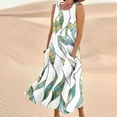 thumbnail image 1 of Dresses for Women, Women's Fashionable Sleeveless And Linen Round Neck Printed Long Dress, 1 of 5