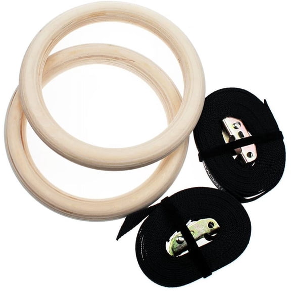 Sundried Wooden Gymnastics Rings with Straps Gym Rings Crossfit Gymnastics Sport Dip Rings Gym Rings