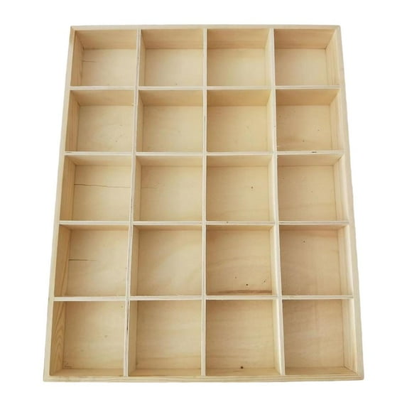 Sundries Storage Box Wooden Multi Grids Container for Desk Jewelry 20 grid
