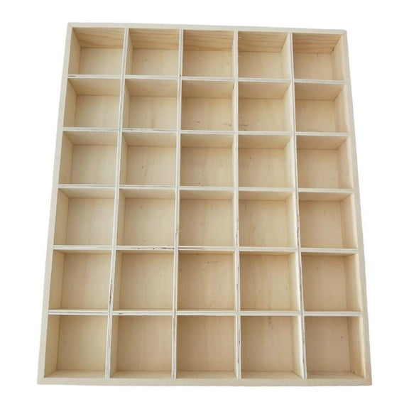 Sundries Storage Box Wooden Multi Grids Container for Desk Jewelry 30 grid