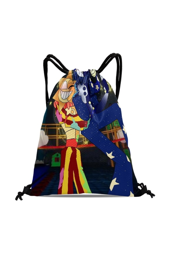 Sundrop and Moondrop Boss Fight Gym Hiking Drawstring Bag:Waterproof, suitable for swimming, travel, beach, and shopping, with dimensions of 15.7*17.7 inches.