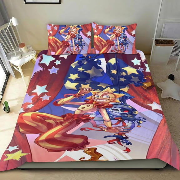 Sundrop and Moondrop Boss Fight-themed Bed Sheet Set Three Piece Set Comfortable And Skin Friendly Unique Design Home Decor Gifts For Family Friends fans54x79Inches135cm*200cm