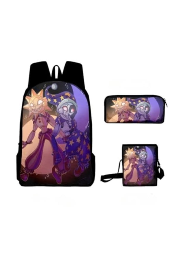 Sundrop and Moondrop Backpack 3Pcs Set Sundrop Moondrop 3D Figure Printed Backpack - Perfect for Casual Daypacks
