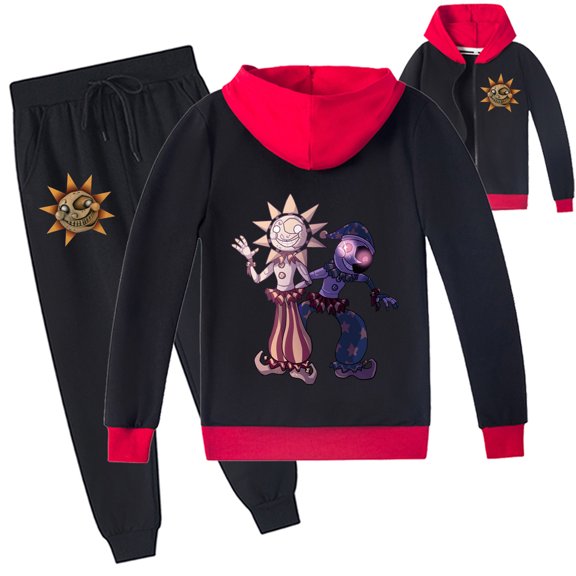 Sundrop and Moondrop Children's Zipper Outwear Jacket Sweatshirts Hooded Set Boys Girls Hoodies Sweatpants Outfits