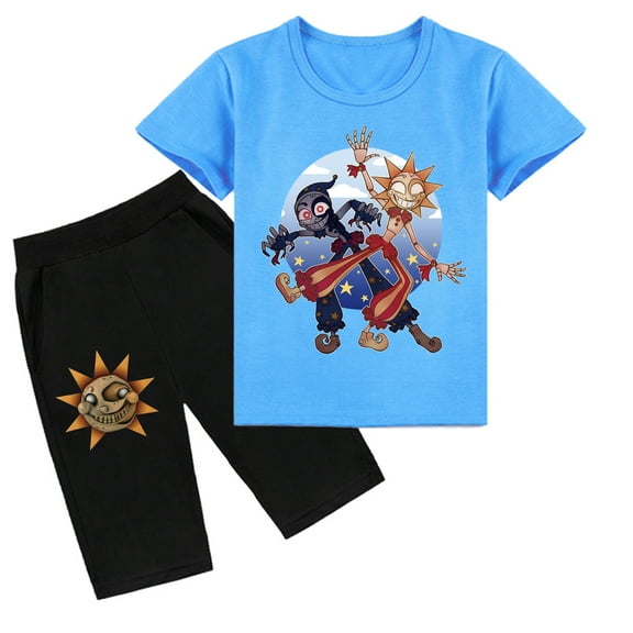 Sundrop and Moondrop Printed Cotton Set: Short Sleeve T-shirt and Shorts for Kids, Great for Summer Adventures