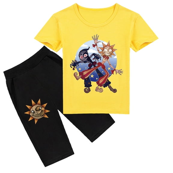 Sundrop and Moondrop Printed Cotton Set: Short Sleeve T-shirt and Shorts for Kids, Great for Summer Adventures