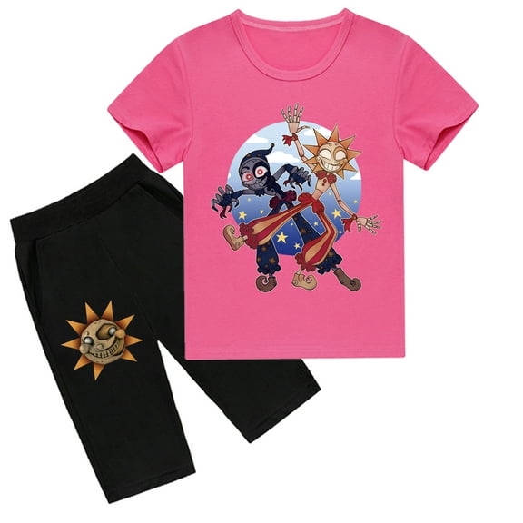 Sundrop and Moondrop Printed Cotton Set: Short Sleeve T-shirt and Shorts for Kids, Great for Summer Adventures