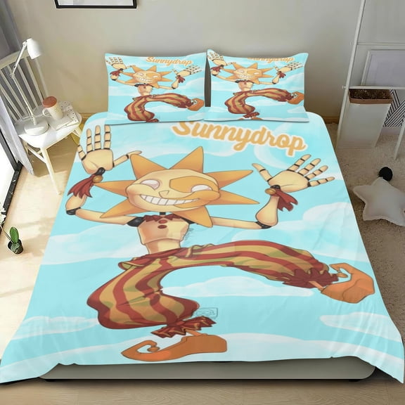 Sundrop boss Themed Bed Sheet Set Three Piece Set 68x86 In ches Comfortable And Skin Friendly Unique Design Creating A Star Studded Night Home Decor Gifts For Family Friends fans