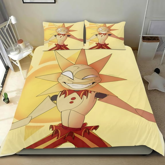 Sundrop boss Themed Bed Sheet Set Three Piece Set 68x86 In ches Comfortable And Skin Friendly Unique Design Creating A Star Studded Night Home Decor Gifts For Family Friends fans