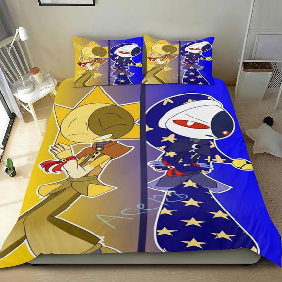 Sundrop boss Themed Bed Sheet Set Three Piece Set 68x86 In ches Comfortable And Skin Friendly Unique Design Creating A Star Studded Night Home Decor Gifts For Family Friends fans