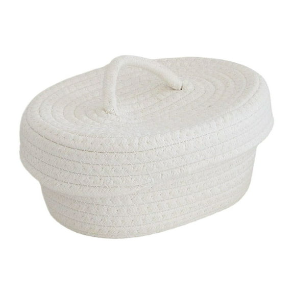 Sundry Storage Basket B， Oval Baskets with Lids Decorative Baskets with Lids for Organizing Natural Cotton Rope Lidded Baskets with Handles Storage Baskets with Lids 1Pc