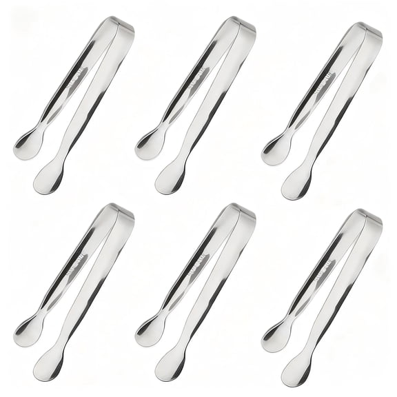 Sunenlyst Stainless Steel Serving Tongs Set For Elegant Snack Presentation And Dessert Service 6PCS