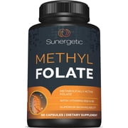 Sunergetic Methylfolate Capsules with Methylated Vitamin B12 and Vitamin B6, 60 Count