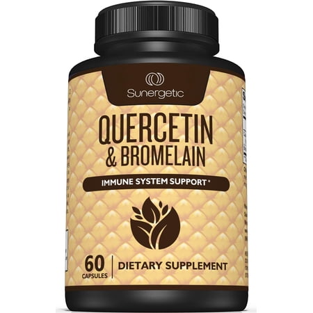 Sunergetic Quercetin with Bromelain Supplements for Immune Support, 60 Count