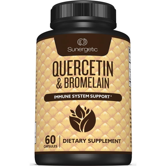 Sunergetic Quercetin with Bromelain Supplements for Immune Support, 60 Count