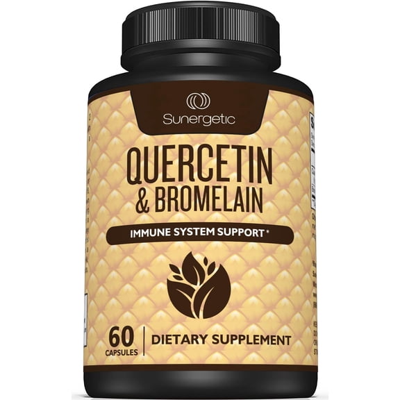 Sunergetic Quercetin with Bromelain Supplements for Immune Support, 60 Count