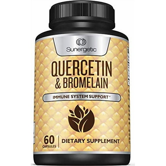 Sunergetic Premium Quercetin & Bromelain Supplement - 60 Capsules