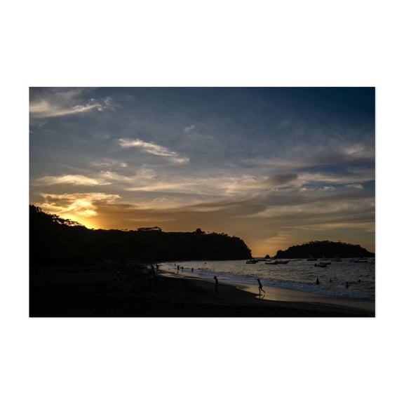 Sunest at Ocotal Beach - Guanacaste Province Costa Rica Photography Sunset Beach Silhouette Seascape Coast Ocean Scenic Unframed Wall Art Print 32 x 48 inches