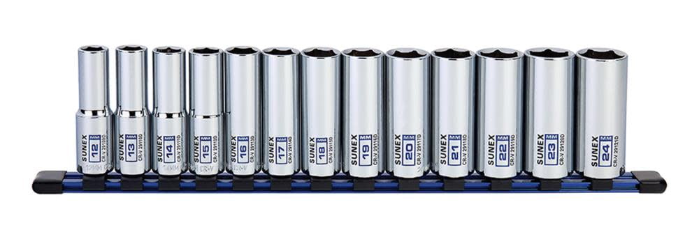 Sunex Tools 29102D, 3/8" Drive Metric Deep Chrome Socket Set