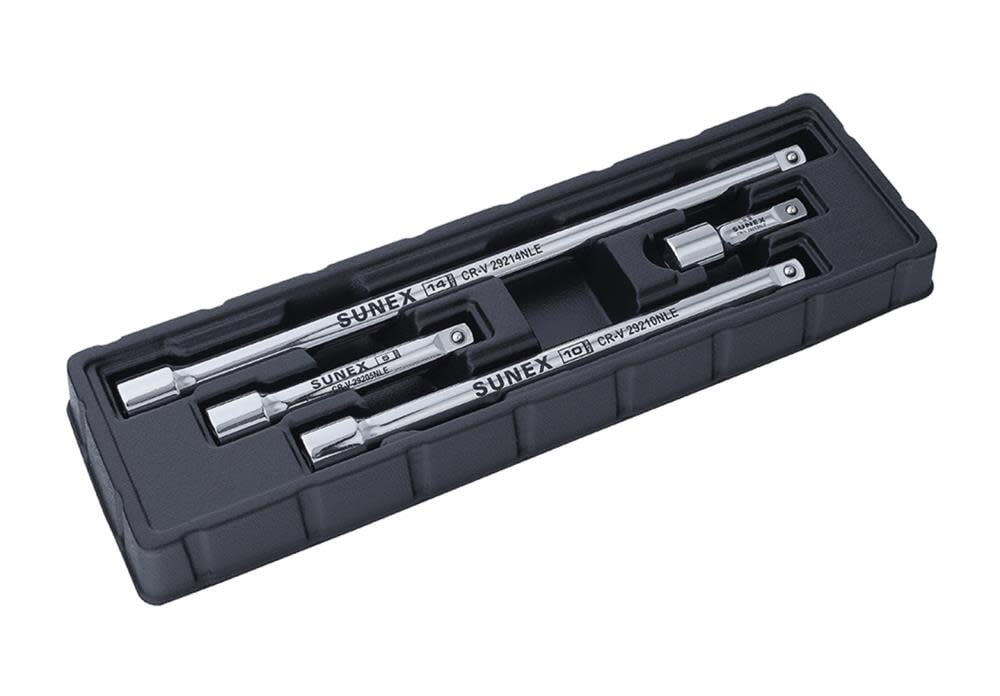 Sunex SUN29202NLE 0.5 in. Drive Standard 4 Piece Chrome Extension Bar Set
