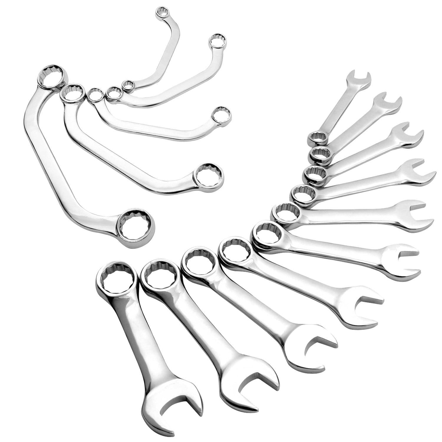 Sunex 15 Piece Stubby Combination/Half Moon Box Wrench Set Metric