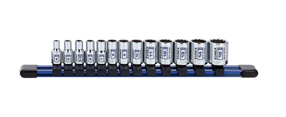 Sunex Tools 18100C, 1/4" Drive Metric 12 Point Chrome Socket Set