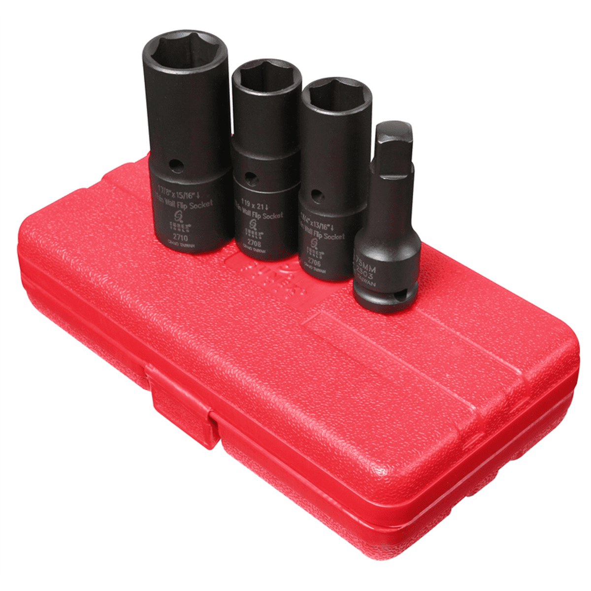 Sunex 2724 4 pc. 1/2" Drive Deep Thin Wall Flip Impact Socket Set