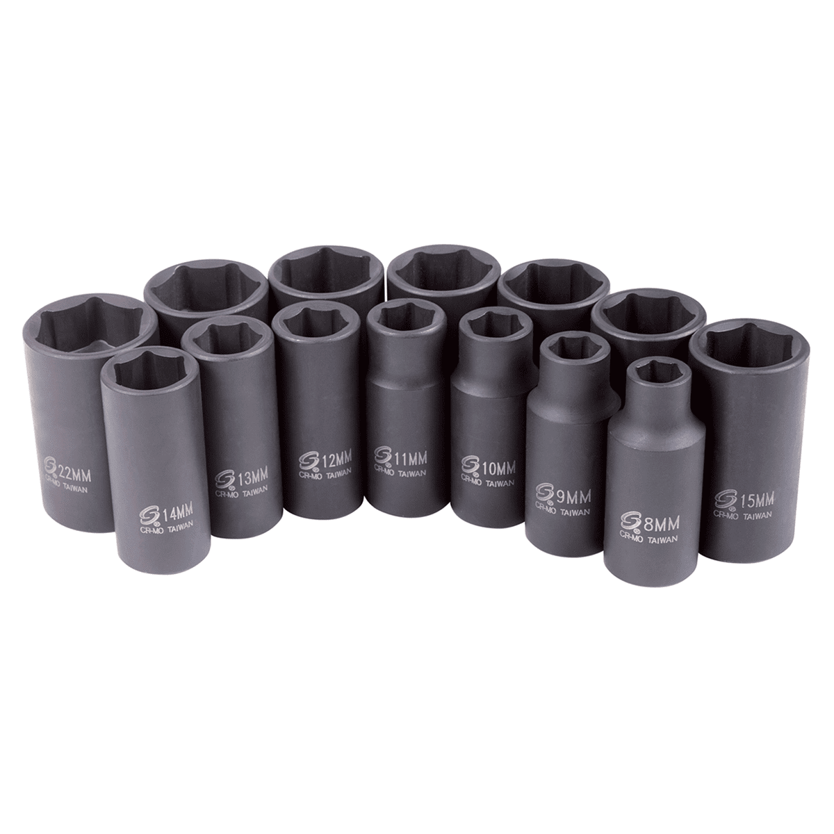 Sunex 3328 14-Piece 3/8" Drive Metric Mid-Depth Impact Socket Set
