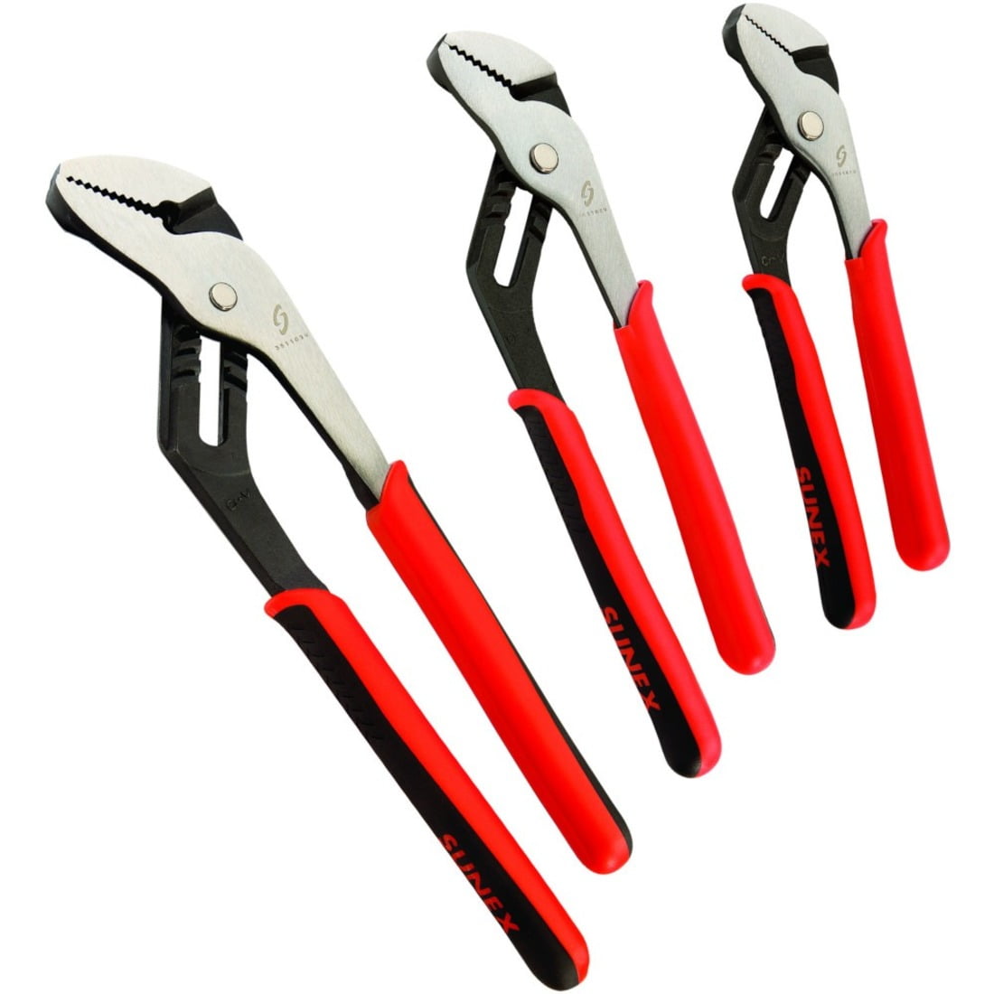 Sunex 3611V Durable Forged Steel Non-Slip Tongue and Groove Pliers Set - 3pc