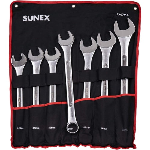 Sunex 9707MA Jumbo Metric Combination Wrench Set, 7-Piece, Metric Sizes