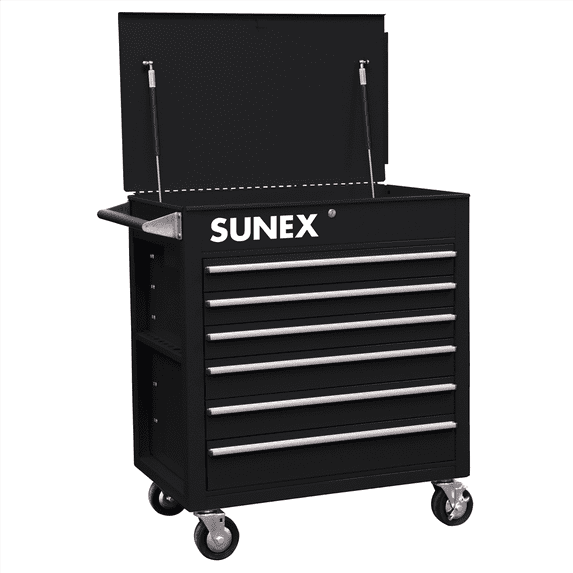 Sunex 8057BK 6-Drawer Full-Drawer Professional Cart, Black