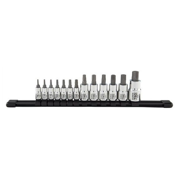 Sunex-912313S 13Pc 1/4in., 3/8in. And 1/2in. Drive Chrome Star Bit Socket Rail