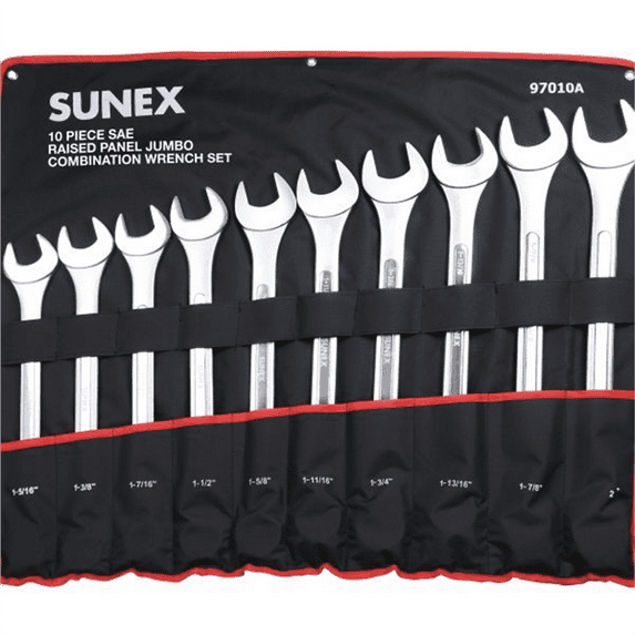 Sunex 97010A 10-PC SAE Raised Panel Jumbo Combi Wrench Set