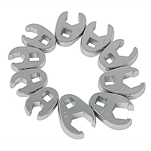 Sunex 9710M 3/8-Inch Drive Metric Crowfoot Flare Nut Wrench Set, Size-10 - Size 19, 10-Piece