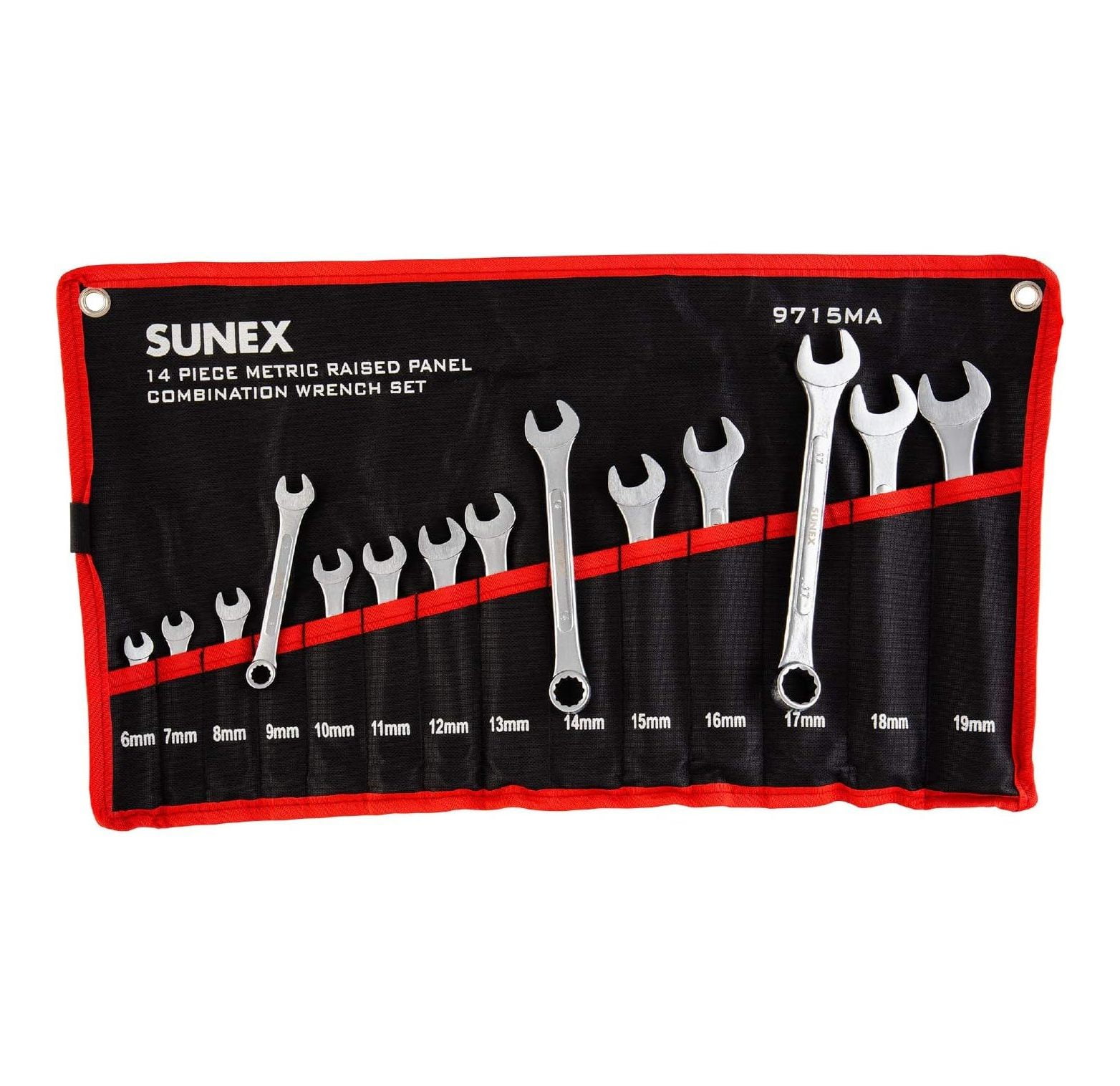 Sunex 9715A Metric Raised Panel Combination Wrench Set, 14 Piece ...