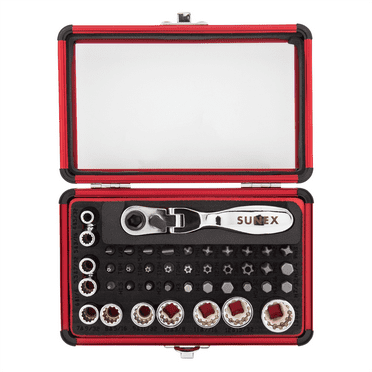 Sunex 9732 1/4" Drive 44pc Socket & Bit Set w/ Mini Dual Flex Head Ratchet