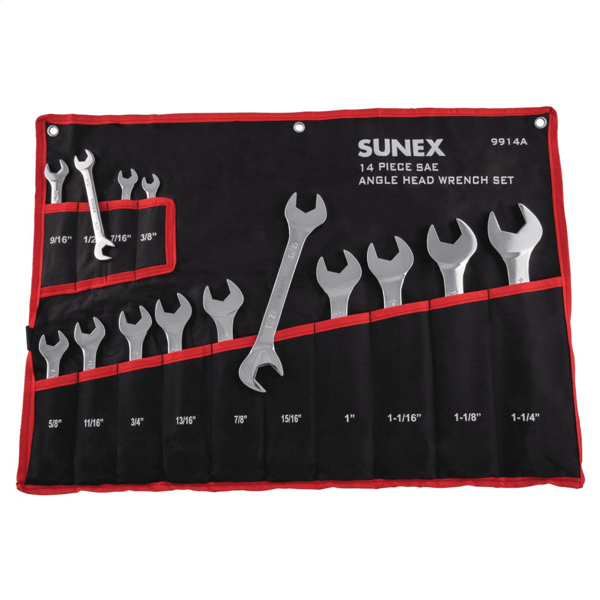 Sunex 9914 SAE Angled Wrench Set, 3/8-Inch - 1-1/4-Inch, 14-Piece