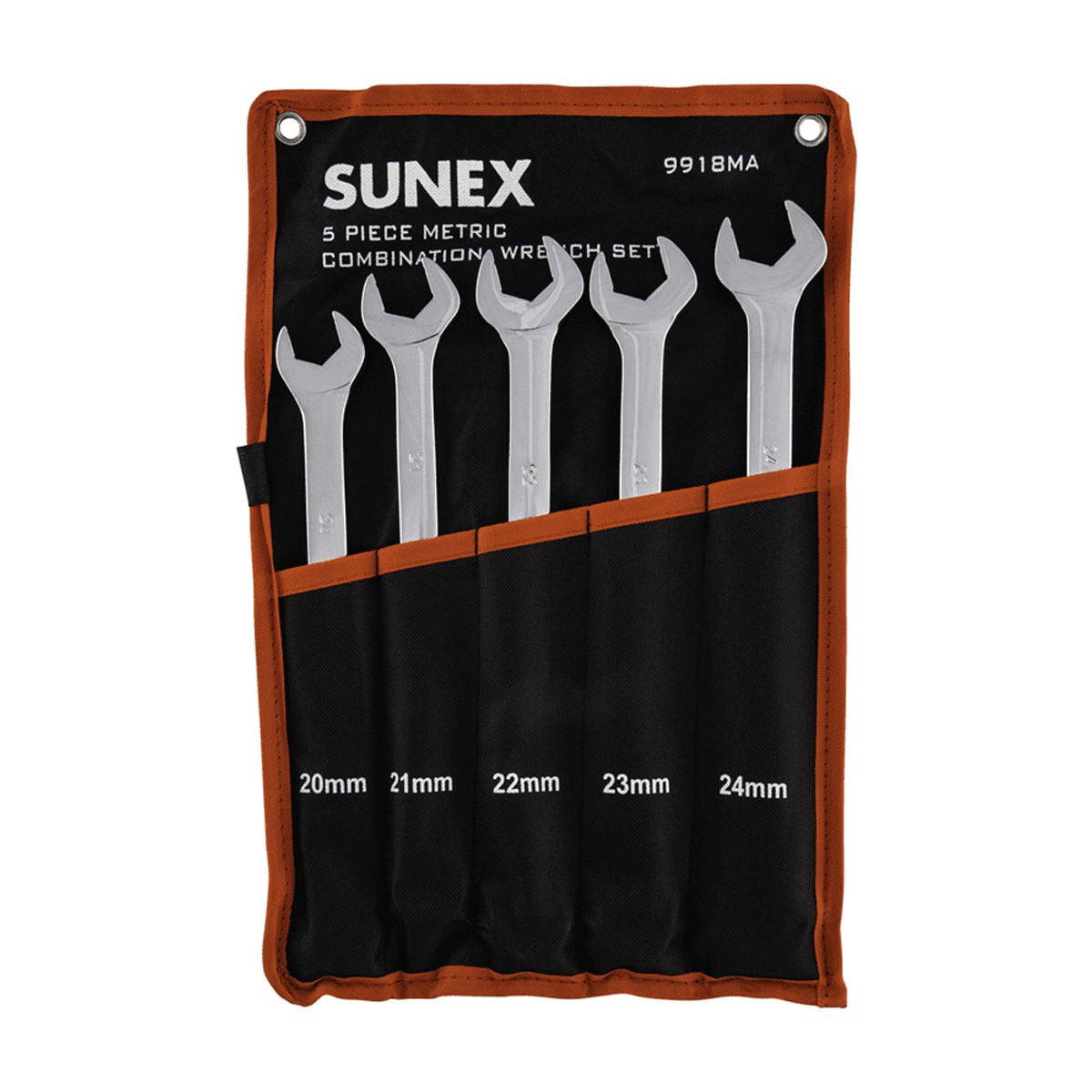 Sunex 9918MA 5pc Metric Full Polished V-Groove Combination Wrench Set