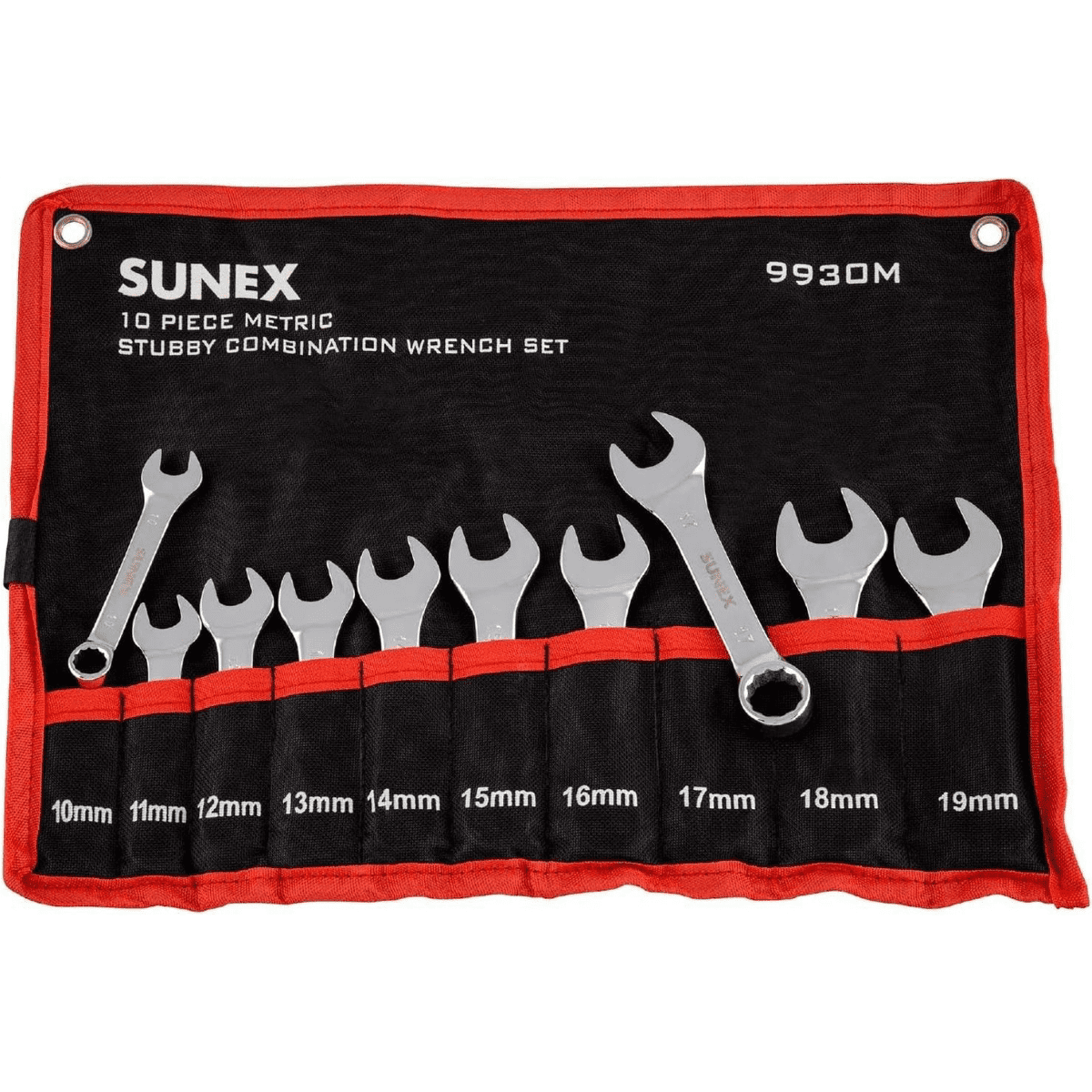 Sunex 9930M 10-Piece Metric Stubby Combination Wrench Set