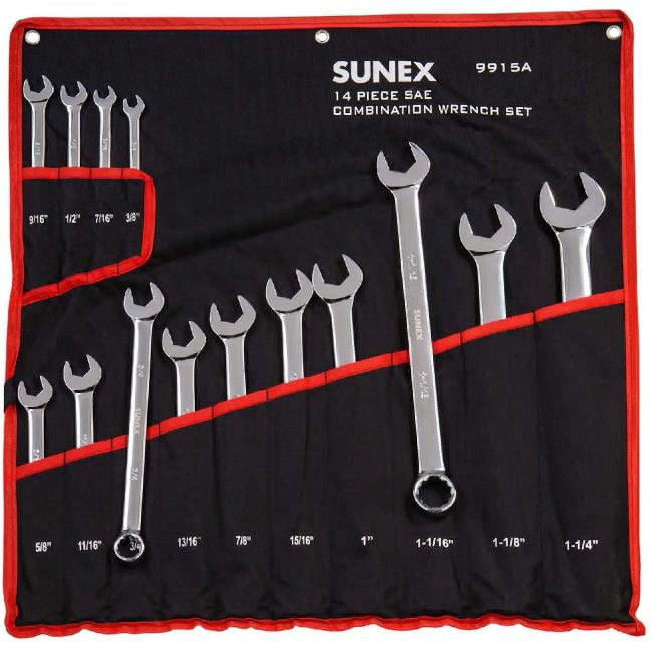 Sunex International SU9915A V-Groove Combo Wrench Set - 0.37-1.25