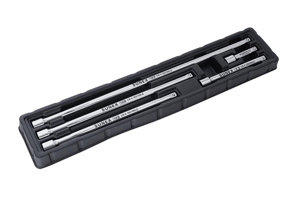 Sunex SUN39201NLE 0.37 in. Drive Standard 5 Piece Chrome Extension Bar Set
