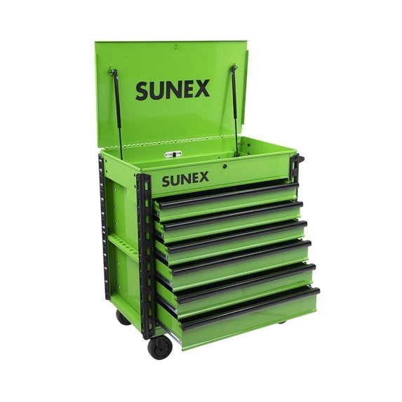 Sunex Premium Full Drawer Service Cart Lime Green