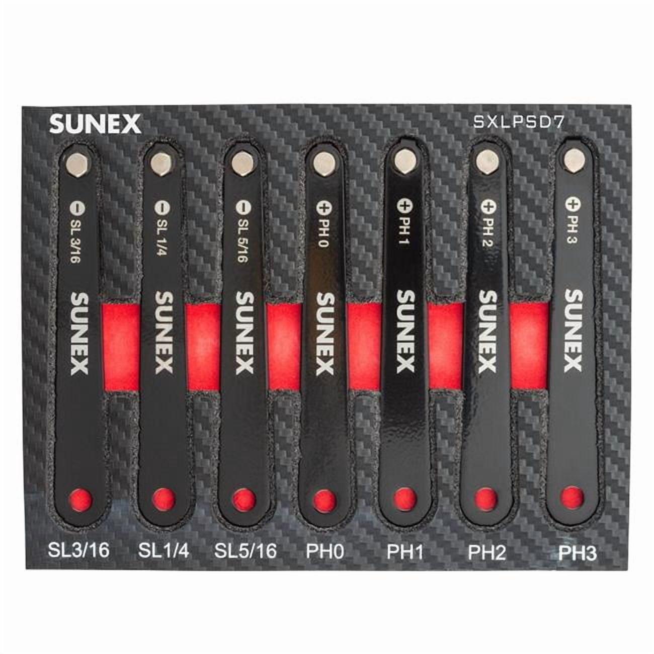 Sunex SUNSXLPSD7 Low Profile Diamond Coated Phillips & Slotted Screwdriver Set, Multi Color - 7 Piece