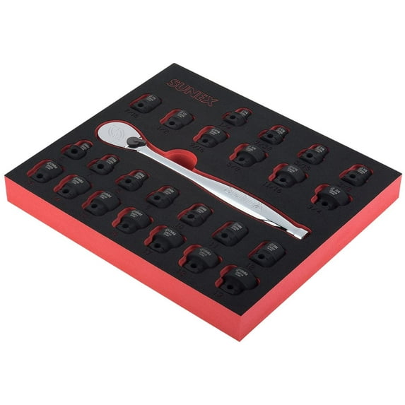 25pc 3/8" DR SAE and Metric Low Profile Impact Socket Set