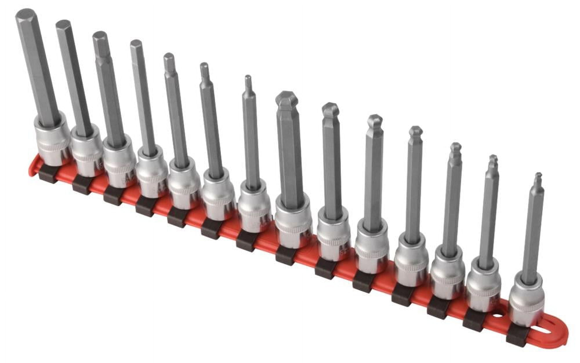 Sunex 9920 14-Piece 3/8 in. Drive Long SAE Ball Hex & Hex Bit Socket Set