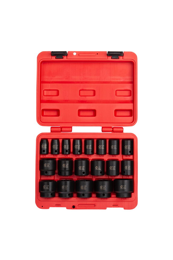 , 1/2" Chrome Finish Socket Wrench & Set, 19 Piece